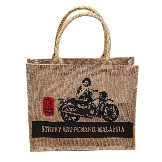 wholesale Custom Logo Gift Bag ECO Grocery Tote Burlap Handbag Jute Tote Bag