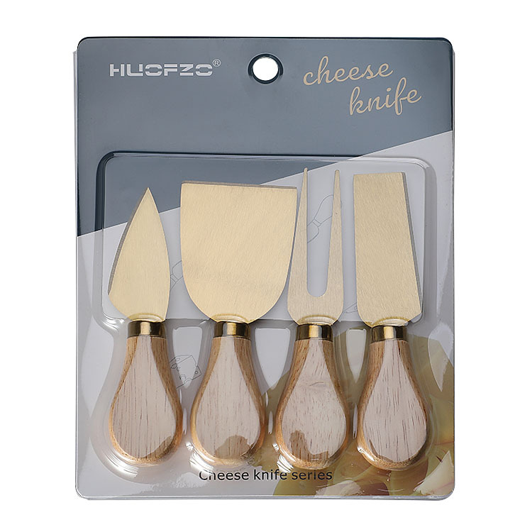 Rubber Wood Handle Cheese Tool Set Stainless Steel Kitchen Supplies Cheese Knife Fork Shovel Combo