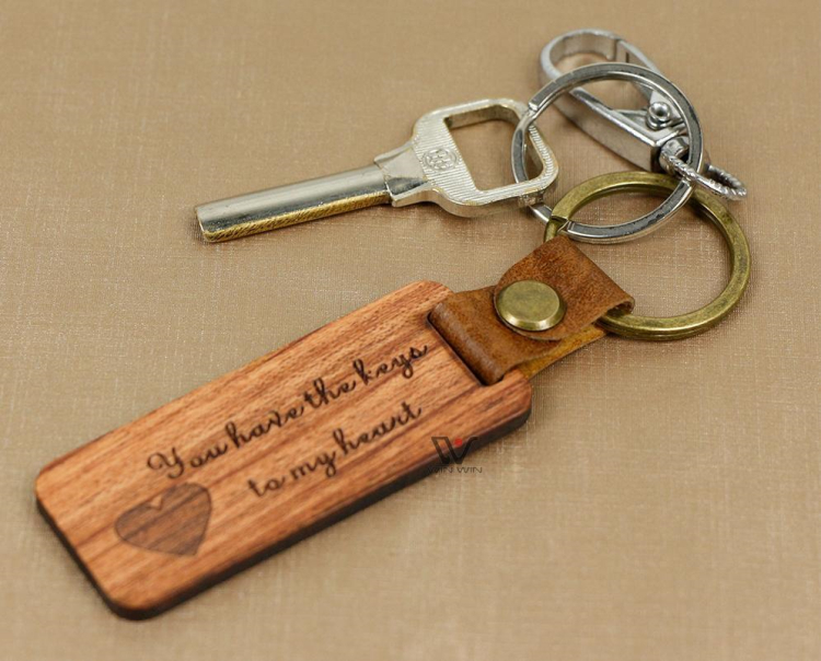Logo laser Engraved Souvenir Gift Wooden Keyring Key Chain