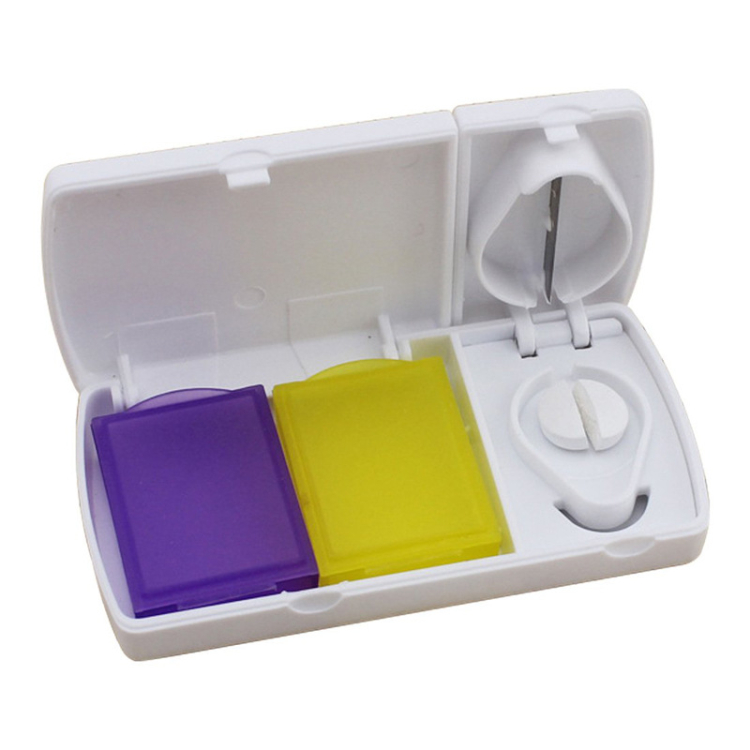 Custom Promotional Medical Store Pharmacy Gifts Sliding Cap Tablet Case Plastic Pill Box With Cutter