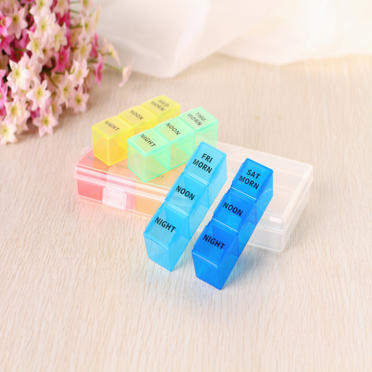 Daily Reminders 7 Colorful Weekly Travel Pill Planner Portable Travel Kits custom pill boxes