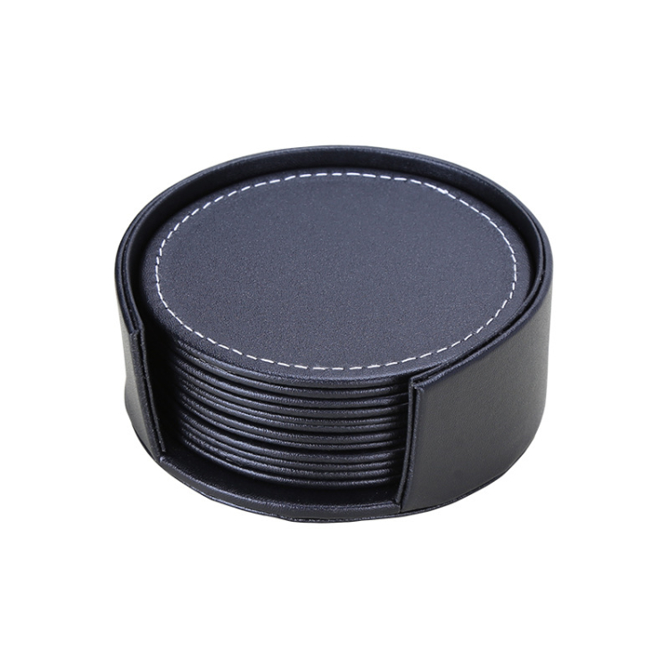 Fine Quality Leather Cup Coaster Household Gift Cup Mat set with logo