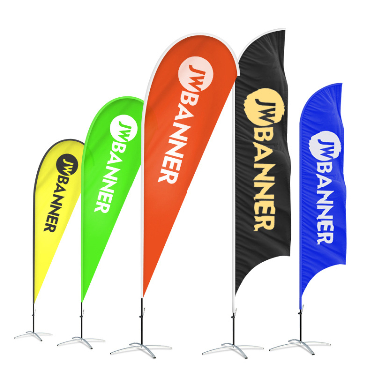 Advertising Exhibition Event Outdoor Feather Flying Pole Beach Banner Stand Teardrop Flag