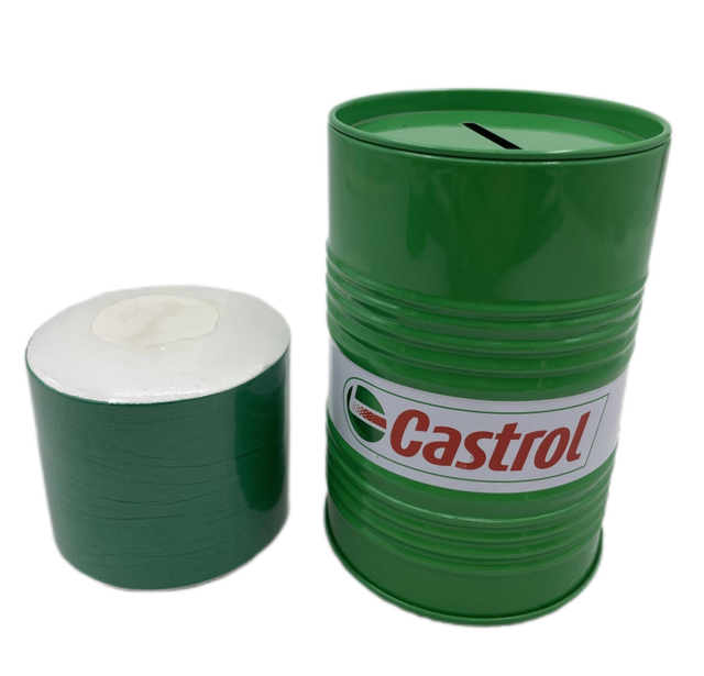 Petro Oil Castrol Total Advertising Gift Giveaways Tin Plate Coin Box Cotton Compressed T-shirt 