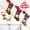 Christmas Stocking Faceless Doll Buffalo Plaid Trim Stocking Bags Christmas Hanging Socks for Holiday Party Decoration