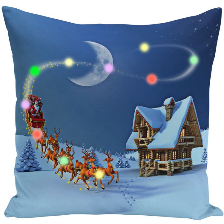 Digital Printed Christmas Pillow Cushion Cover with LED Lights