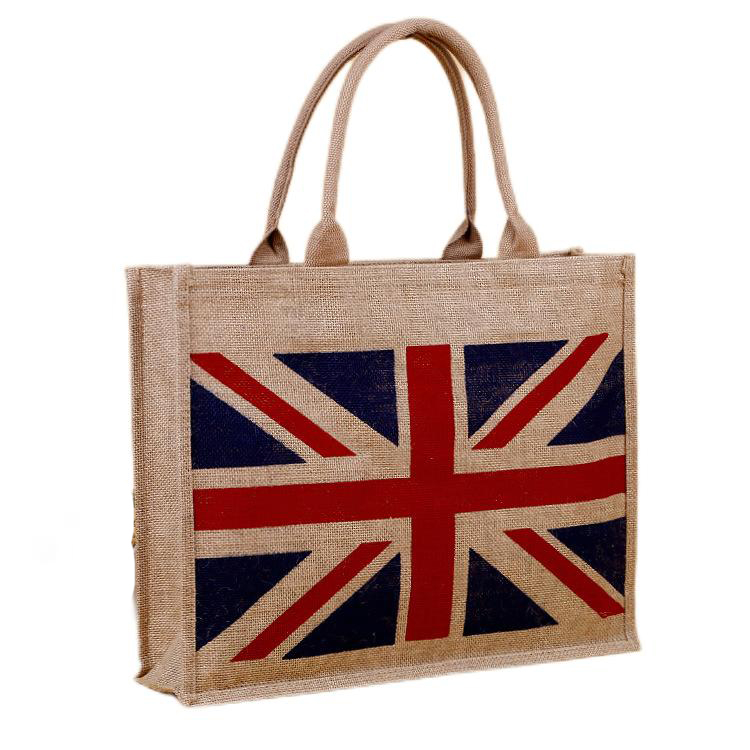 wholesale Custom Logo Gift Bag ECO Grocery Tote Burlap Handbag Jute Tote Bag