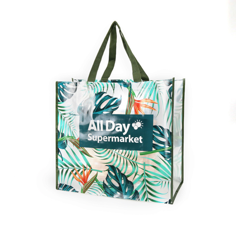 Customized Laminated PP Woven Bag Heavy Duty Laminated Supermarket Woven Grocery Bag with Handle printing