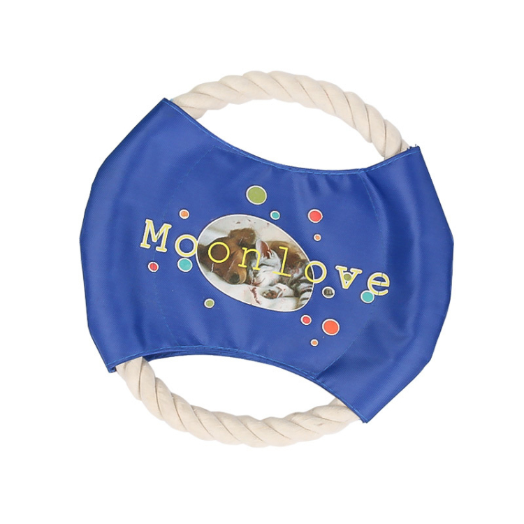 Custom Printing 18cm Interactive Outdoor Training Pet Molar Teeth Chew 18cm Cotton Rope Flying Discs Toy