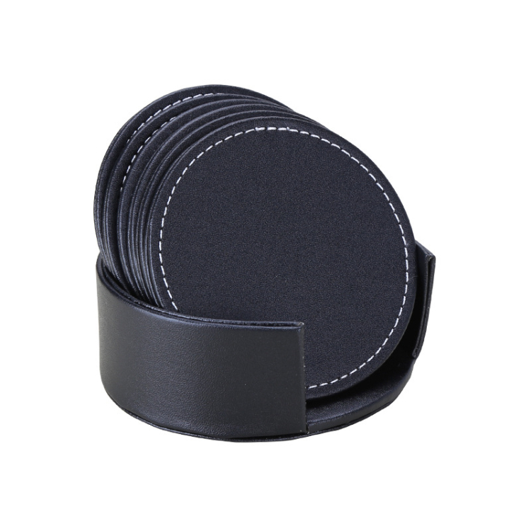 Fine Quality Leather Cup Coaster Household Gift Cup Mat set with logo