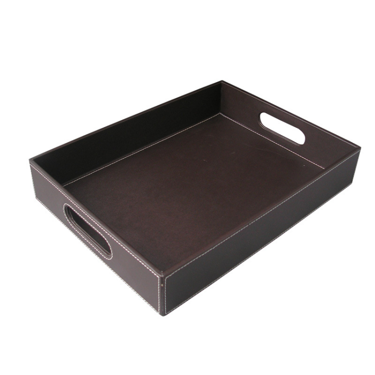 Hotel Guest Room Leather Tea Cup Tray Serving Tray