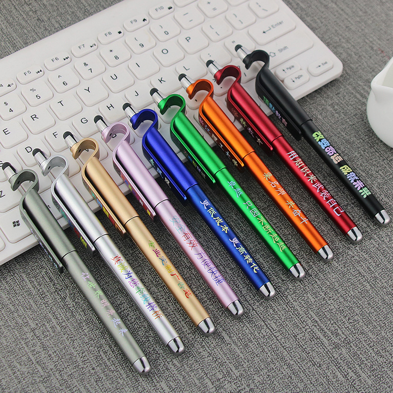 Wholesale Promotion Custom Logo 3 in 1 Stylus Pen Advertising Multifunction Touch Screen Stylus Ballpoint Pen with Phone Holder
