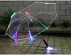 Fashion Girl Transparent PVC Umbrella with LED Light Torch Night Light up Glowing Transparent Umbrella