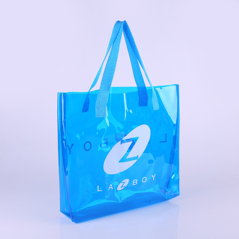 PVC Lady Tote Heavy Duty Transparent Packaging Bags Custom Logo Printing Plastic Clear Shopping Bags With Logo