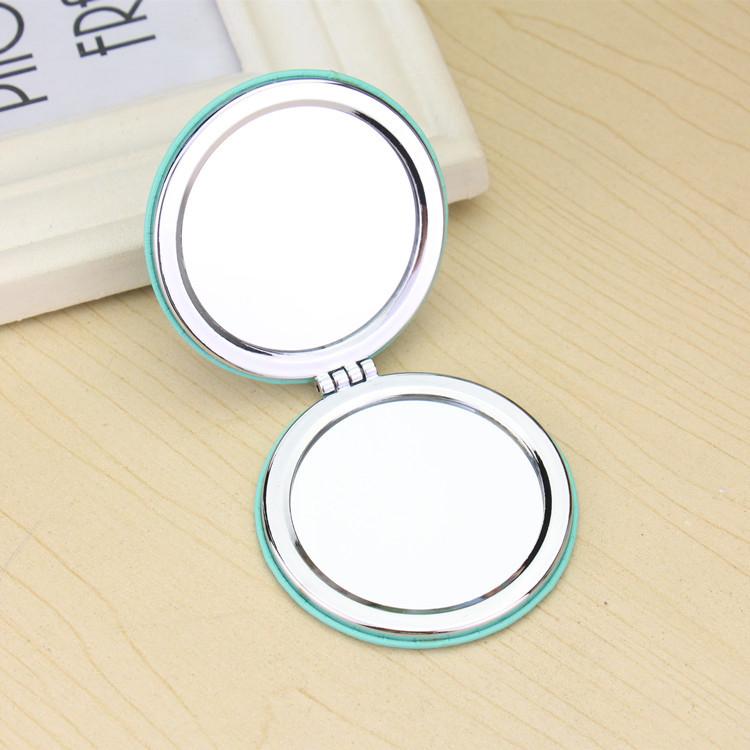 Custom Portable Double Sides Metal Folding Mirror DIY Round Make-up Mirror Rectangular Heart Cosmetic Pocket Mirror with Epoxy
