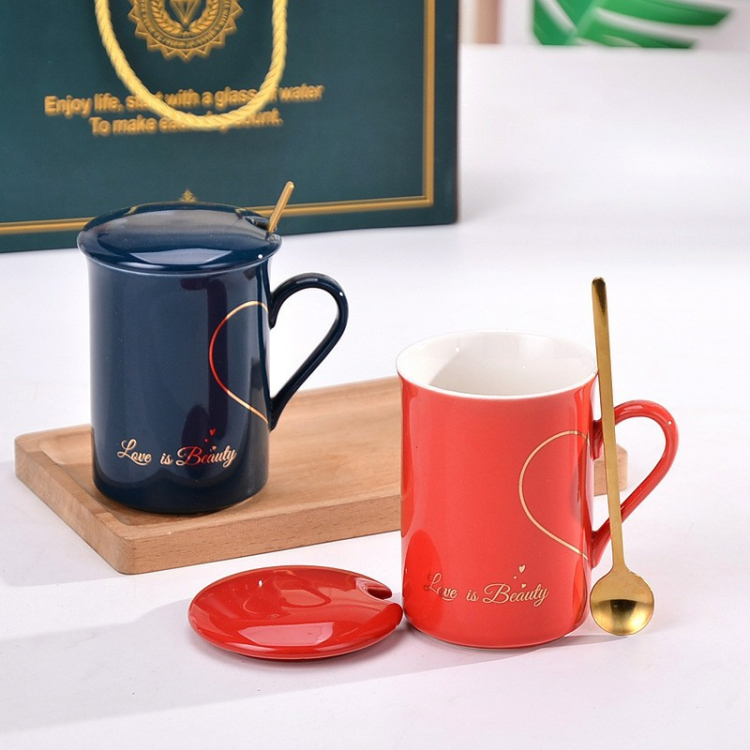 New Design Promotional Gift Set Custom Logo Couple Light Luxury Mug Set Gift Box Ceramic Coffee Cups No reviews yet