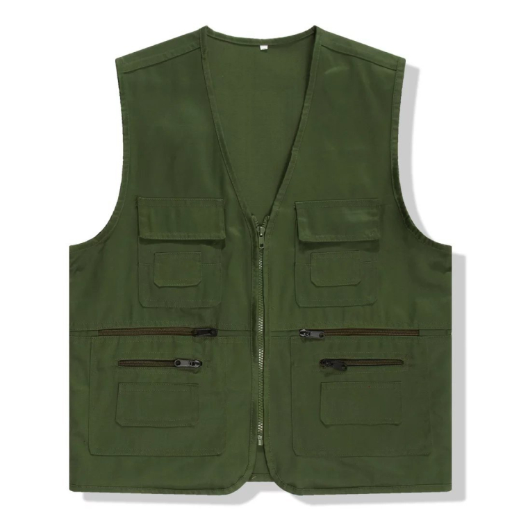Promotional Logo Printed Men Outdoor Multi-Pocket Waistcoat Mesh Fishing Vest
