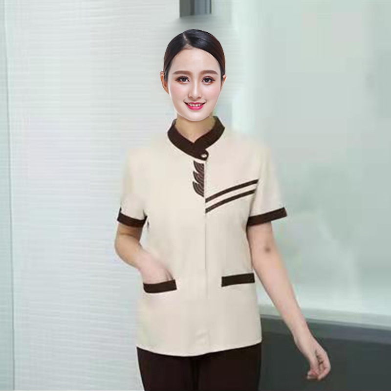 Fashion Hotel Clothes Unisex Cleaner Tunic and Pant Housekeeping Restaurant receptionist Staff Scrubs Uniforms
