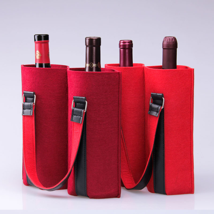 Chinese New Year Christmas Gift Banquet Felt Wine Bottle Cover Felt Wine Tote Bag