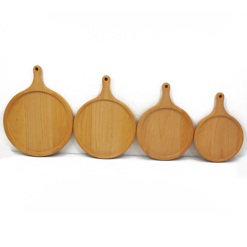 High Heat-Resistant Pizza Plate Home Kitchen Tray Serving Tray Round Shape 3 Pieces Rustic Wooden Pizza Tray