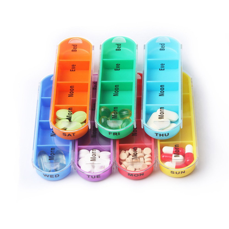 7 day 28 case colored pill box organizer in PU leather bag Weekly Large Travel Pill Organizer 4 Times a Day