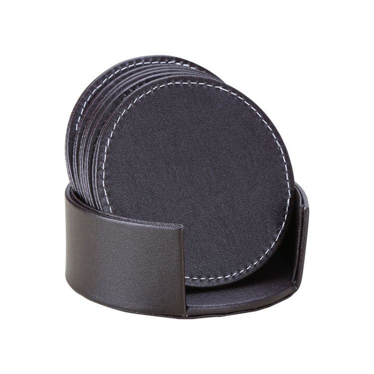 Fine Quality Leather Cup Coaster Household Gift Cup Mat set with logo