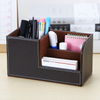 Functional Desk Organizer Leather Storage Rack Office Collection Box Simple Convenient Pen Holder Desktop Storage Box