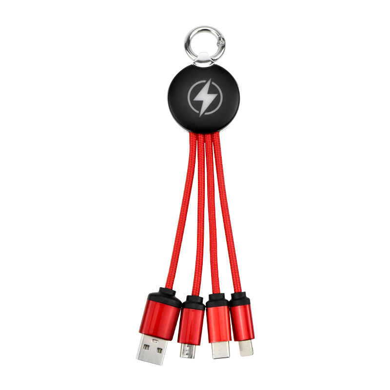 Custom Promotional 4 in 1 Light Up Logo Multi USB Charging Cable USB Data Cable With Personalized LED Backlight Logo