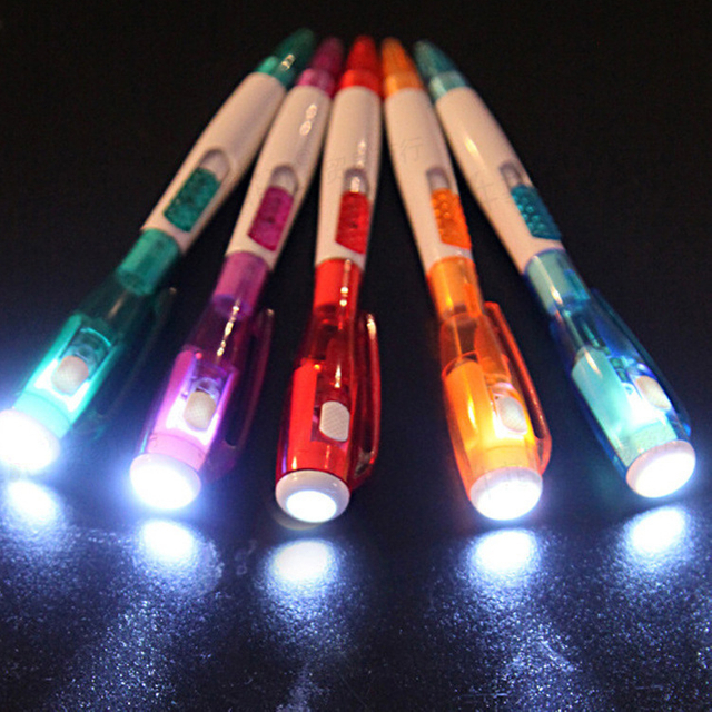 Multicolor plastic advertising ballpoint pen customized logo with led light promotional pens