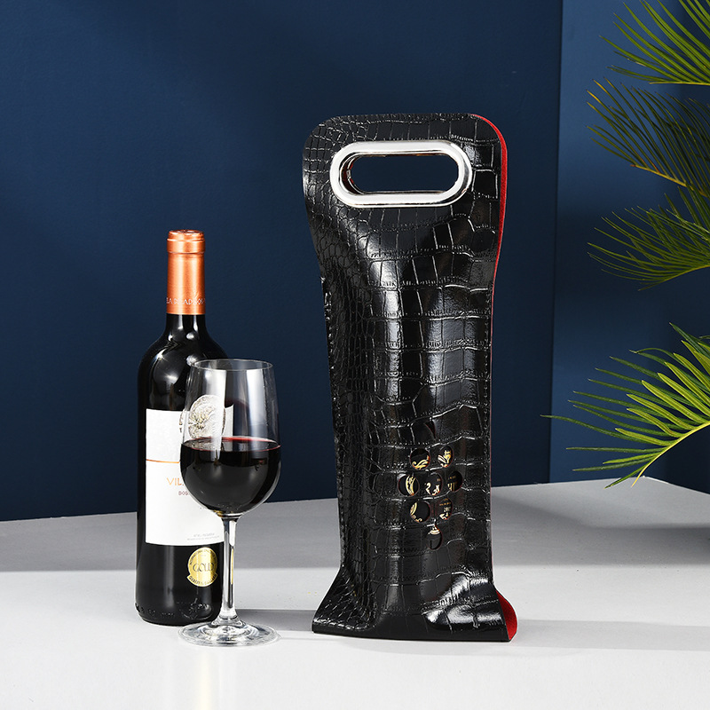 Fine Quality 1 Wine Bottle Double Bag Pu Leather Wine Bags Wine Carry Gift Bags