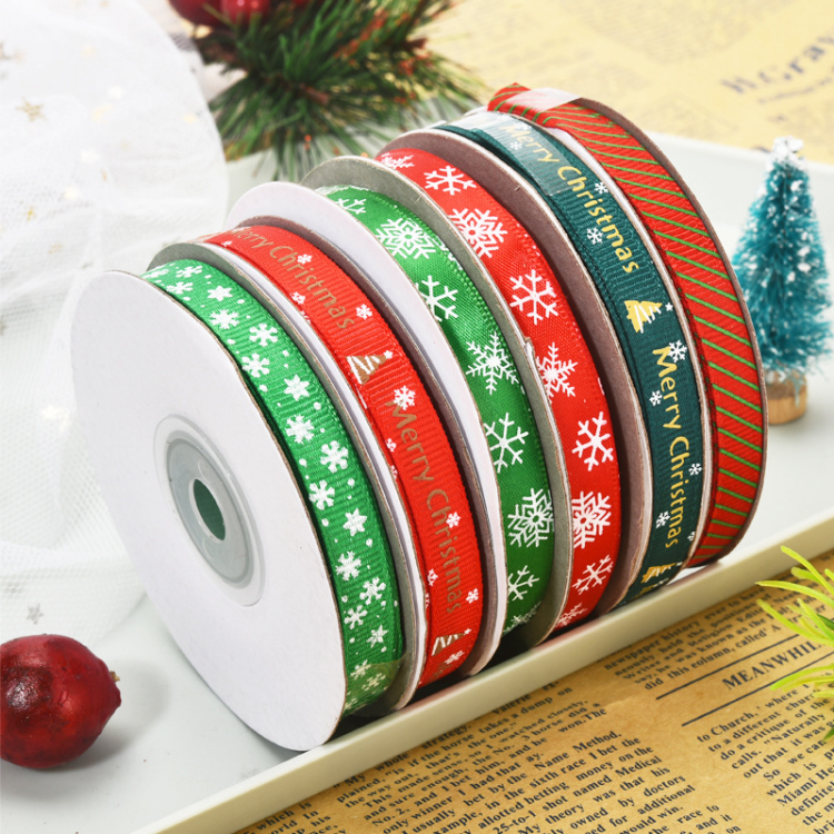 Merry Christmas Ribbon With Logo Groigrain Ribbon For Christmas Cake Box Ribbon