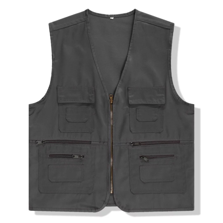 Promotional Logo Printed Men Outdoor Multi-Pocket Waistcoat Mesh Fishing Vest