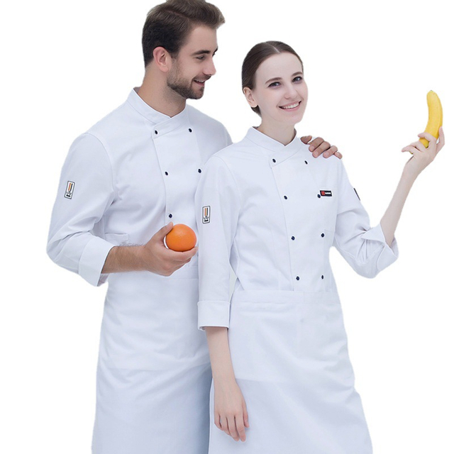 Unisex Chef Uniform Food Service Cook Jacket Coat long Sleeve Breathable Double breasted Chef Shirt Kitchen Restaurant Clothing