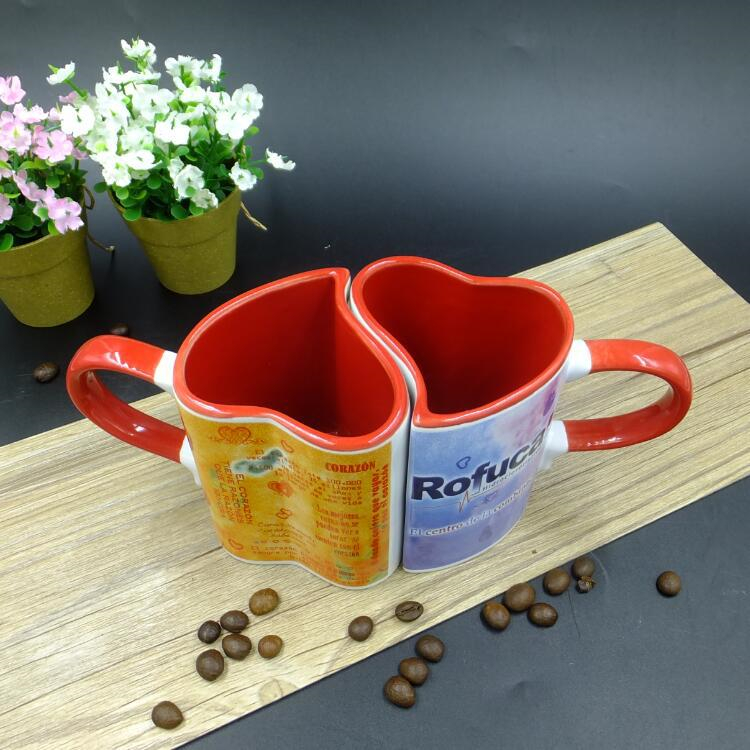 Wedding Gift Love Affair Heart Shape Pair Ceramic Cafe Mug