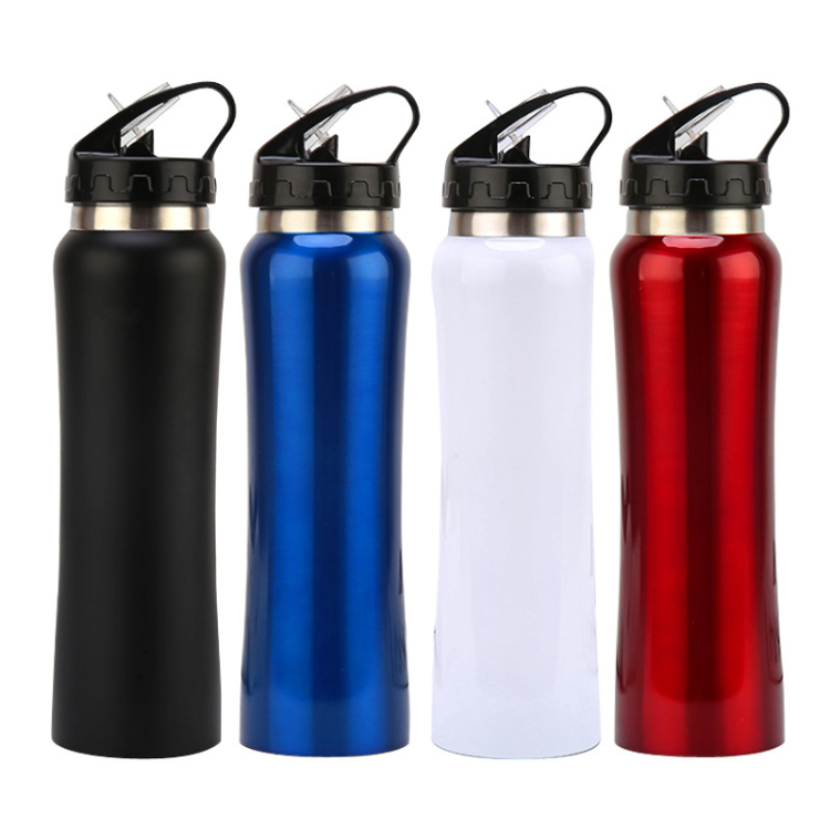 750ML Stainless Steel Flask Sports Bottle With Straw Handle Lid 500ml 750ml