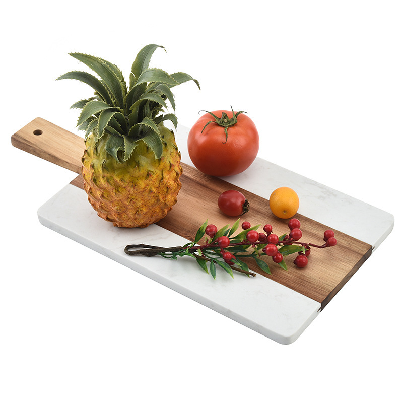 Charcuterie Steak Pizza Acacia Wood And Marble Cutting Board Marble Cheese Board