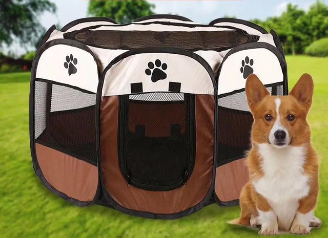 Outdoor Foldable Portable 8 Panels Pet Playpen Camping Tent House