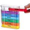 Rainbow Color Weekly 7 Day Pill Organizer Container 28 Case Sealed, Medicine Holder Plastic Pill Box