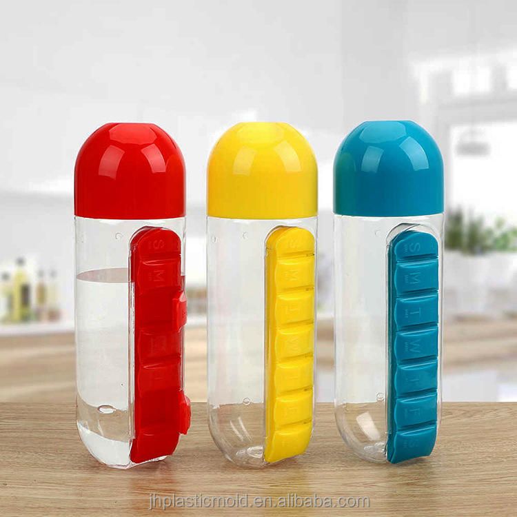 Creative Medical Gift Water Bottle With Weekly Pillbox Small Combine Daily Pill Case Organizer With Water Bottle Medicine Pill'S Box