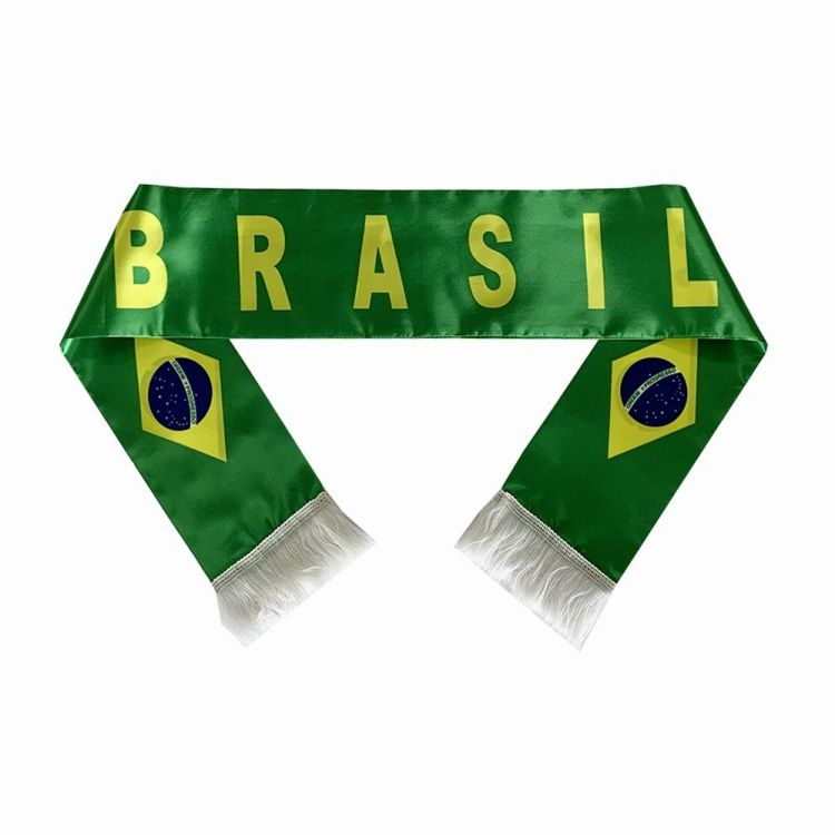 Brazil Football Fan Scarf Custom Design Satin Fast Delivery Fan Scarves