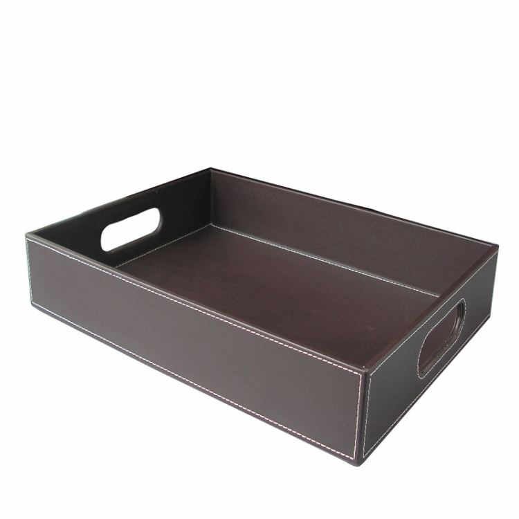 Hotel Guest Room Leather Tea Cup Tray Serving Tray