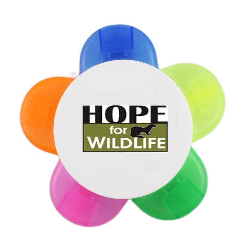 Custom Logo Plastic Multicolor 5 in 1 Flower Shape Highlighter Marker Pen