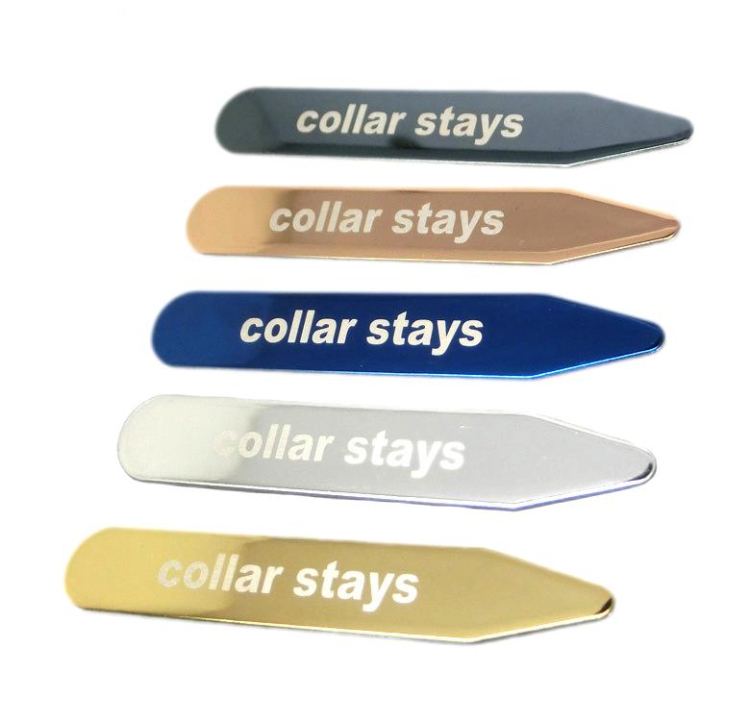 Shirt Logo Laser Engraved Brass Stainless Steel Metal Collar Stay