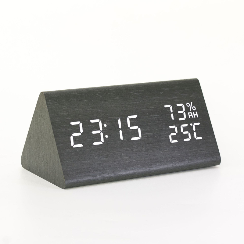 Digital Wood Alarm Clock,Led Wooden Digital Clock,Time Date Temperature