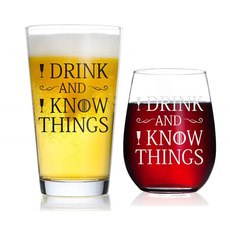 Custom Printing Wedding Gift Couple Glass Cup