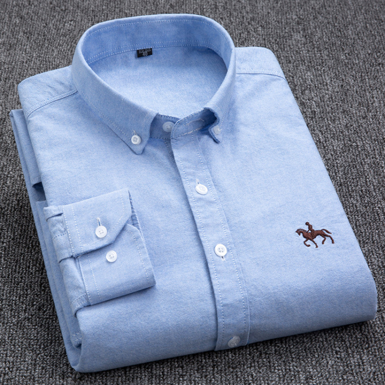 New Fashion 100% Cotton Long Sleeve Shirt Solid Slim Fit Man Social Casual Business White Black Dress Shirt