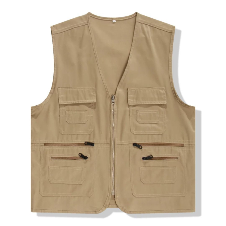 Promotional Logo Printed Men Outdoor Multi-Pocket Waistcoat Mesh Fishing Vest