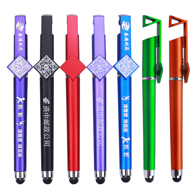 Custom Logo Mobile Stand Stylus Pen Multifunction Touch Screen Stylus Ballpoint Pen with smartphone stand