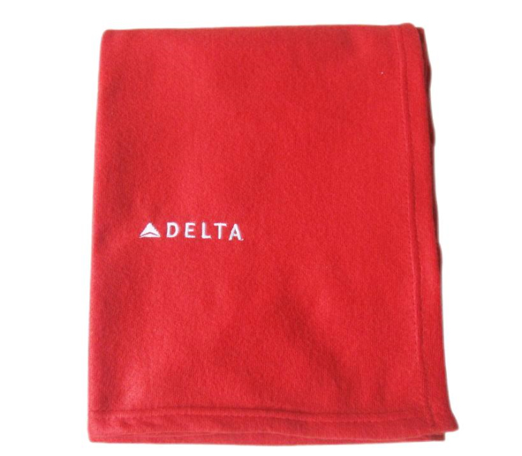 Delta Airlines Logo Custom Printing Embroidery Polar Fleece Blanket Airline Blanket