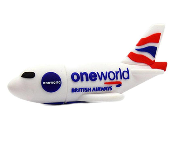 Airlines Promotional Gift plane model shape soft pvc USB flash drive High Speed USB Disc 16GB